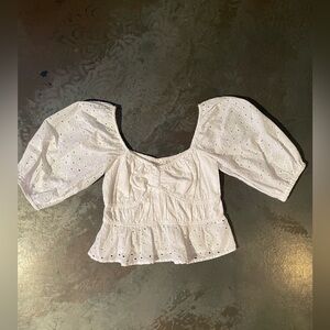 a new day White Eyelet Blouse with Puff Sleeves